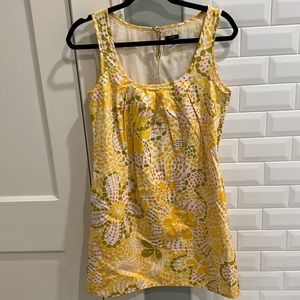 J. Crew sleeveless yellow/green/orange floral pattern shift dress, size 2